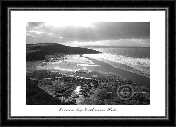 black and white photograph of dunraven bay